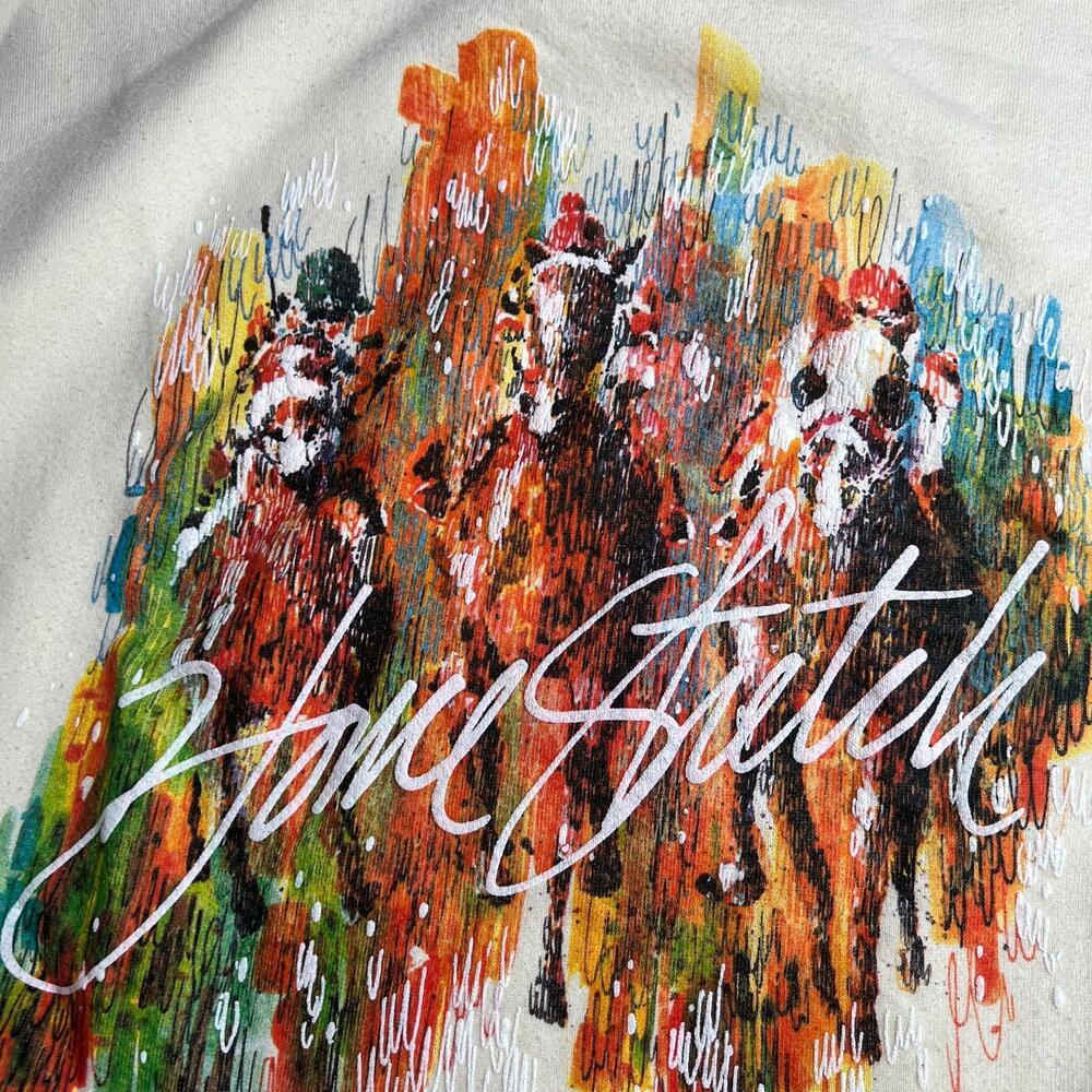 Vintage 80s Whittle‎ Artwear Horse Racing Sweatshirt Home Stretch Kentucky Derby - Picture 5 of 9